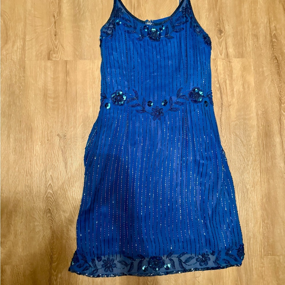 A.J. Bari Royal Blue vintage beaded Formal Dress